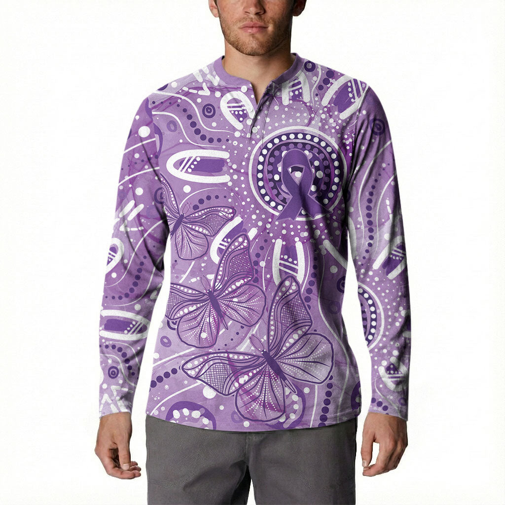 Australia Epilepsy Month Indigenous Button Sweatshirt Butterfly Aboriginal Art