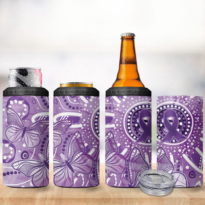 Australia Epilepsy Month Indigenous 4 in 1 Can Cooler Tumbler Butterfly Aboriginal Art