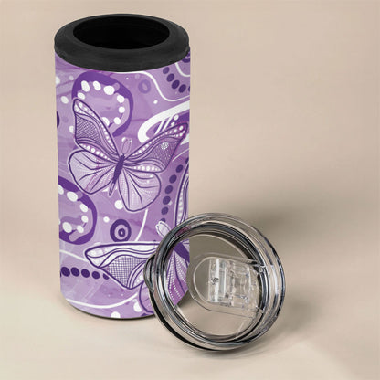 Australia Epilepsy Month Indigenous 4 in 1 Can Cooler Tumbler Butterfly Aboriginal Art