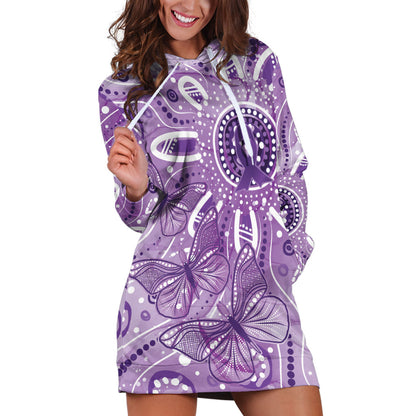 Australia Epilepsy Month Indigenous Hoodie Dress Butterfly Aboriginal Art