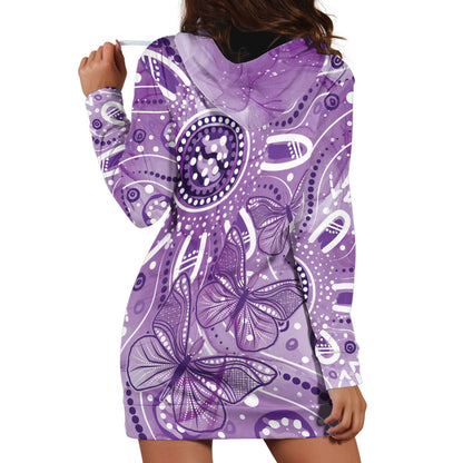 Australia Epilepsy Month Indigenous Hoodie Dress Butterfly Aboriginal Art