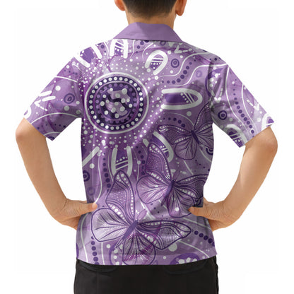 Australia Epilepsy Month Indigenous Kid Hawaiian Shirt Butterfly Aboriginal Art