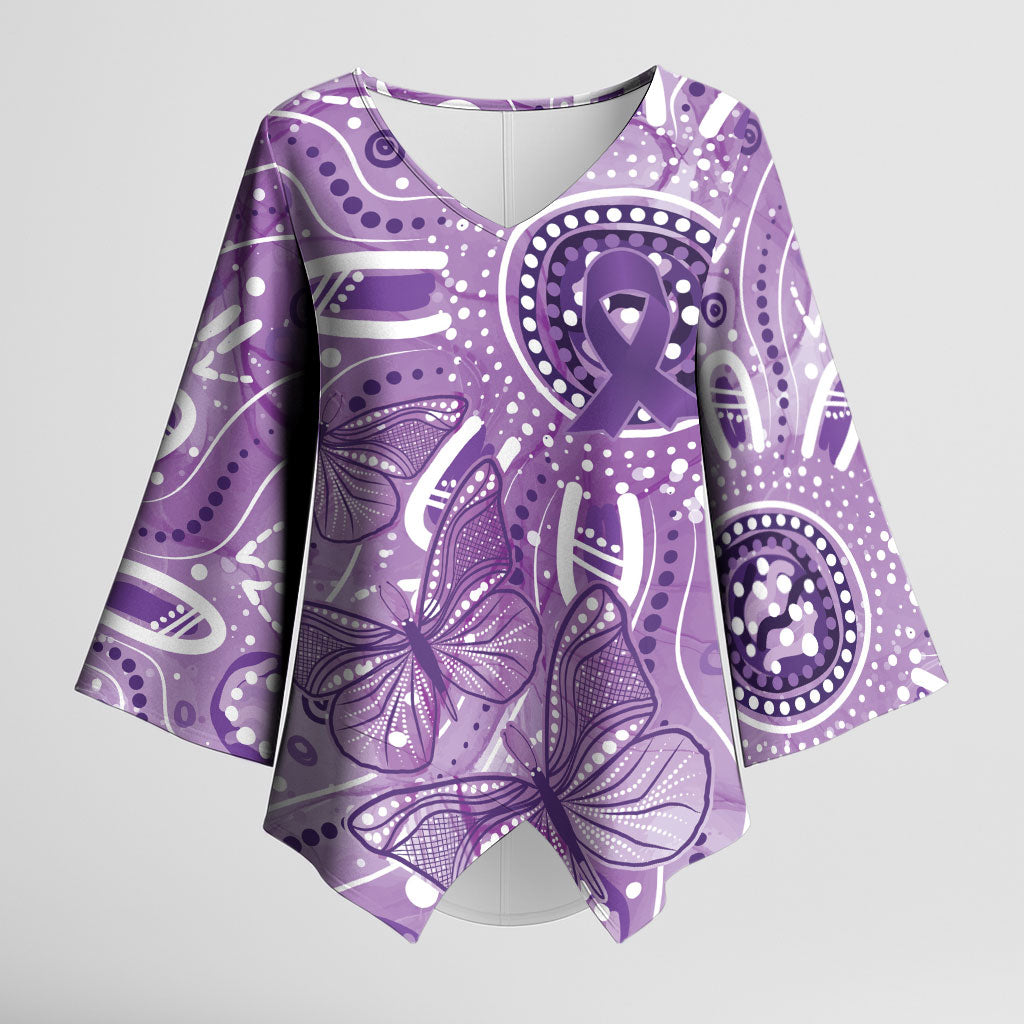 Australia Epilepsy Month Indigenous Kimono Sleeve Blouse Butterfly Aboriginal Art