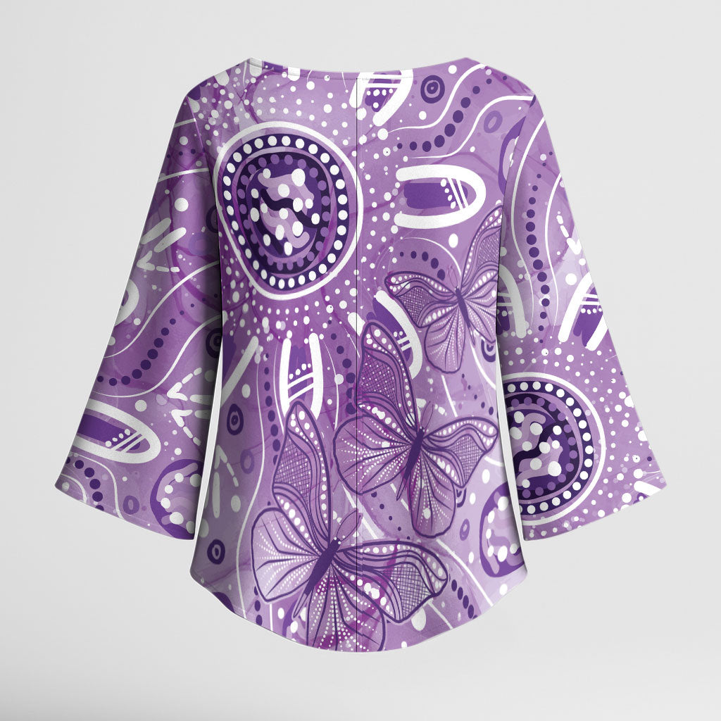 Australia Epilepsy Month Indigenous Kimono Sleeve Blouse Butterfly Aboriginal Art