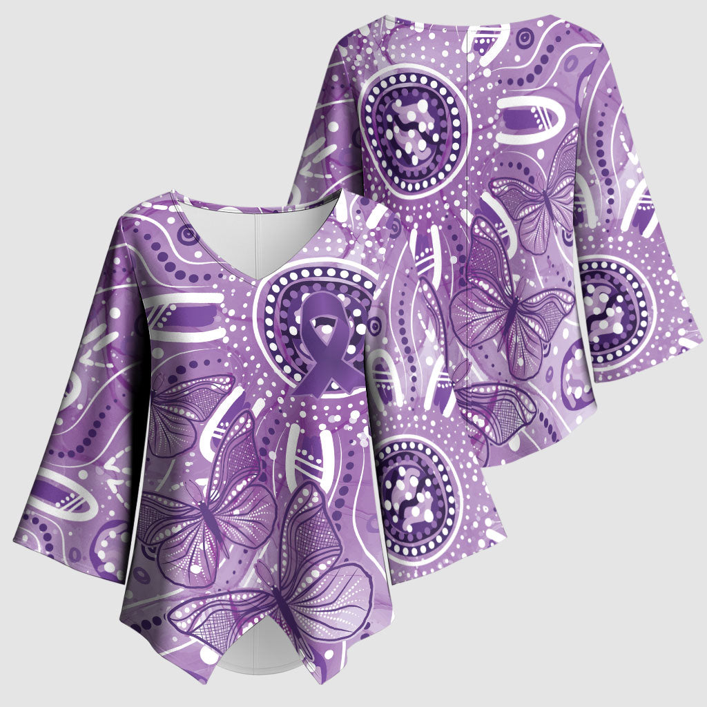 Australia Epilepsy Month Indigenous Kimono Sleeve Blouse Butterfly Aboriginal Art