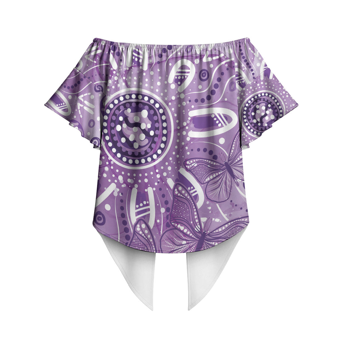Australia Epilepsy Month Indigenous Off Shoulder Wrap Waist Top Butterfly Aboriginal Art