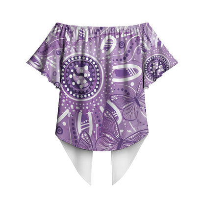 Australia Epilepsy Month Indigenous Off Shoulder Wrap Waist Top Butterfly Aboriginal Art