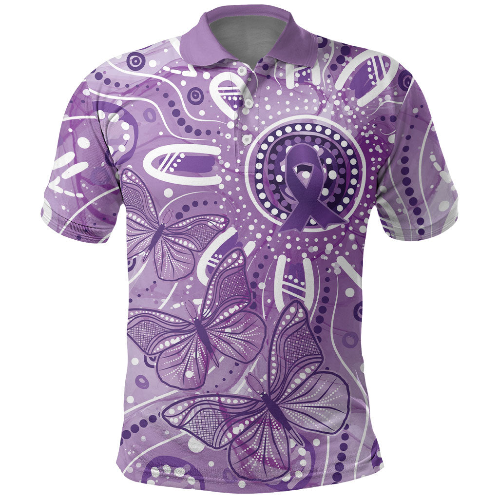 Australia Epilepsy Month Indigenous Polo Shirt Butterfly Aboriginal Art
