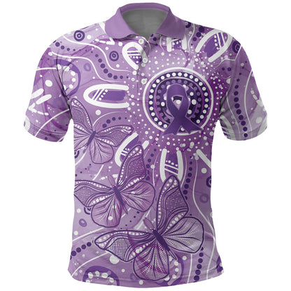 Australia Epilepsy Month Indigenous Polo Shirt Butterfly Aboriginal Art