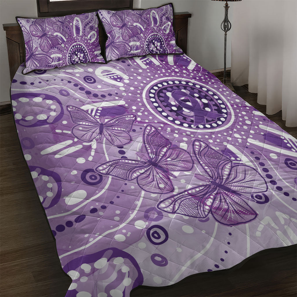 Australia Epilepsy Month Indigenous Quilt Bed Set Butterfly Aboriginal Art