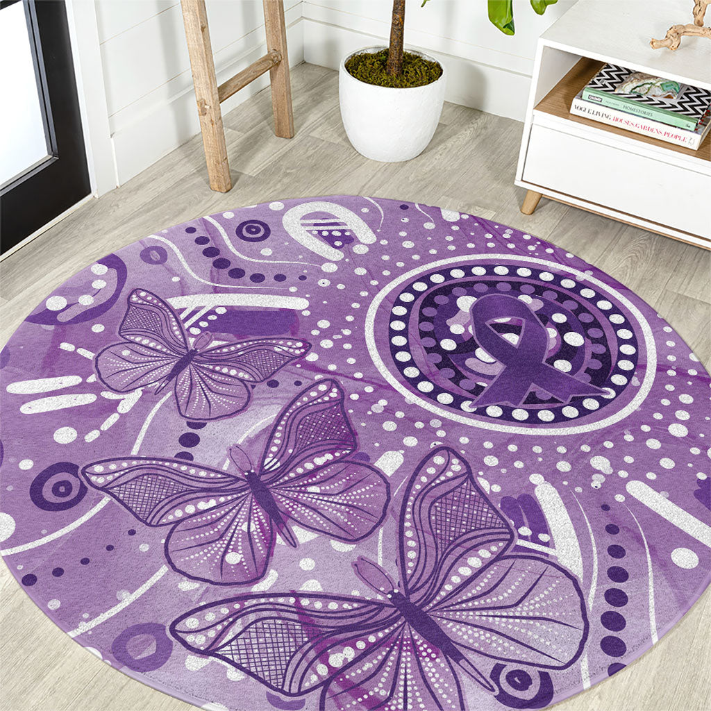 Australia Epilepsy Month Indigenous Round Carpet Butterfly Aboriginal Art