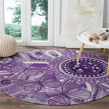Australia Epilepsy Month Indigenous Round Carpet Butterfly Aboriginal Art
