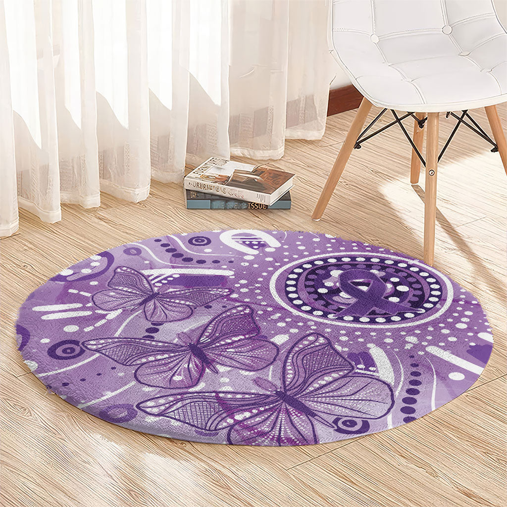 Australia Epilepsy Month Indigenous Round Carpet Butterfly Aboriginal Art
