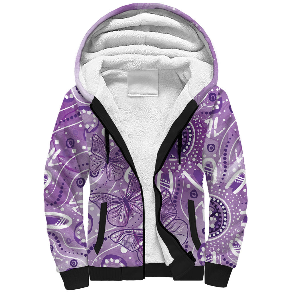 Australia Epilepsy Month Indigenous Sherpa Hoodie Butterfly Aboriginal Art