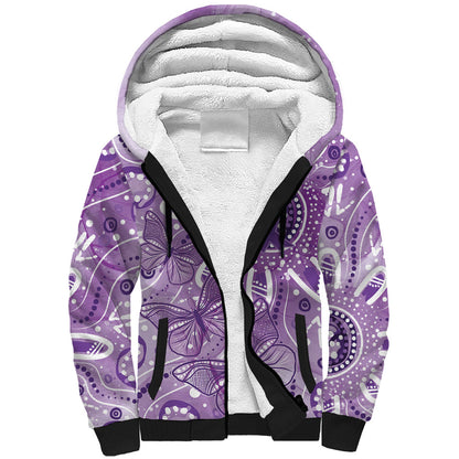 Australia Epilepsy Month Indigenous Sherpa Hoodie Butterfly Aboriginal Art