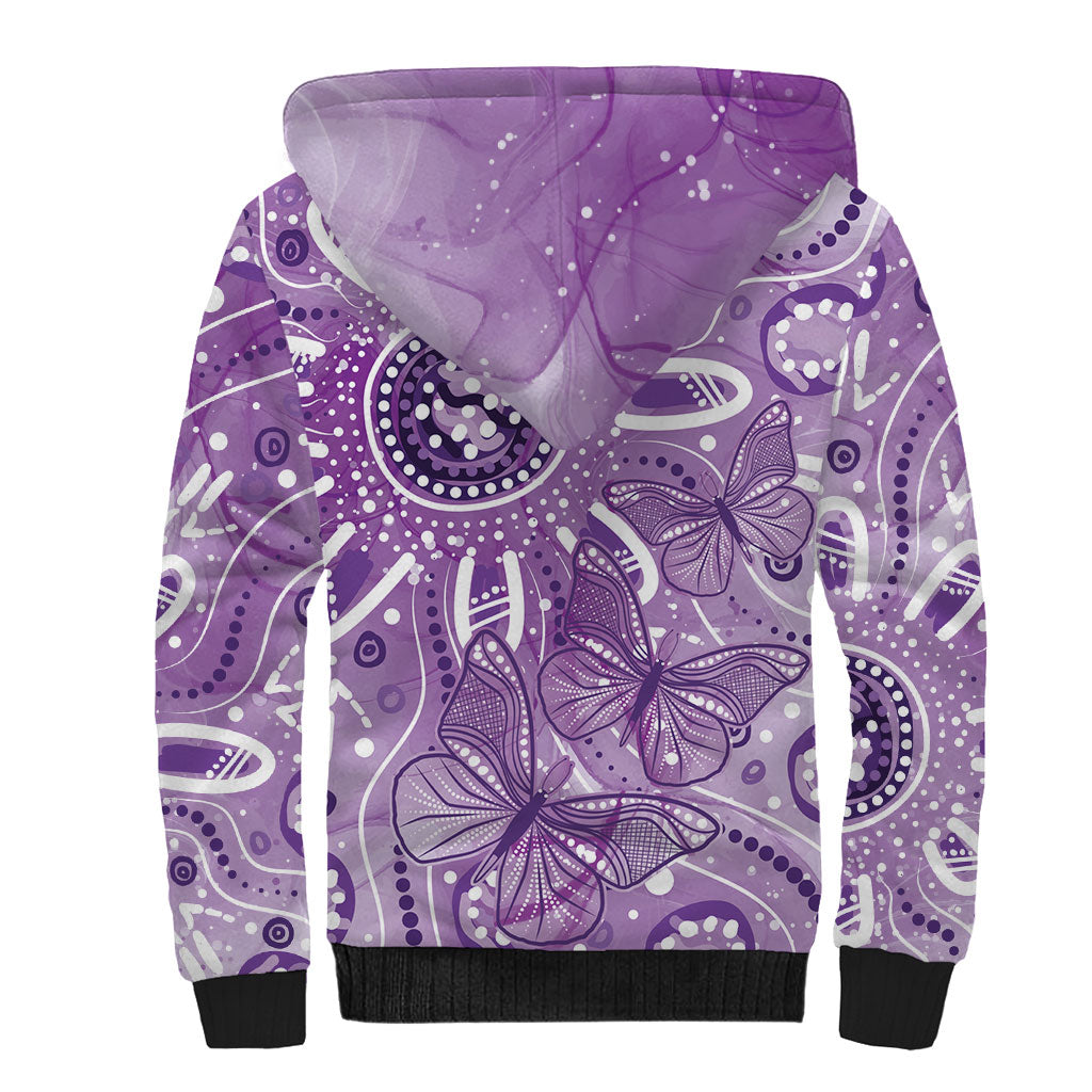 Australia Epilepsy Month Indigenous Sherpa Hoodie Butterfly Aboriginal Art