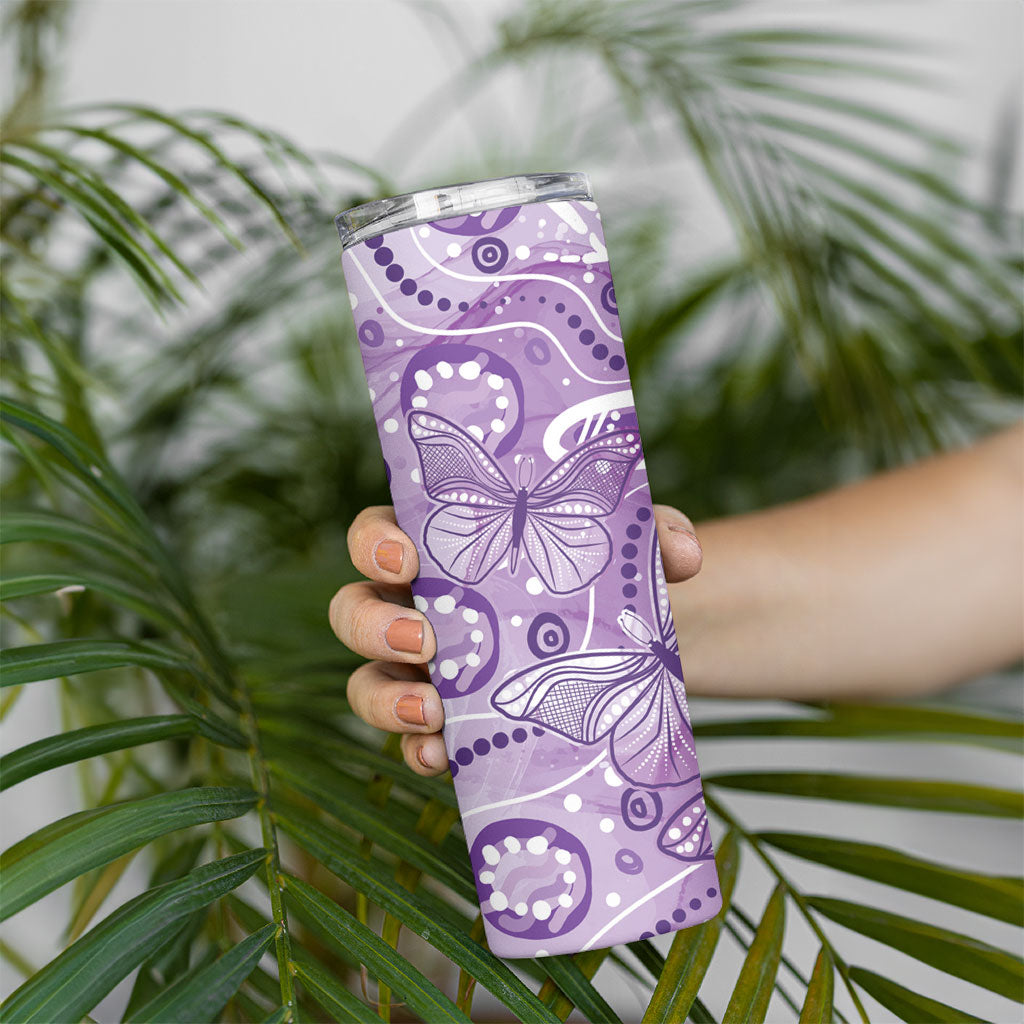 Australia Epilepsy Month Indigenous Skinny Tumbler Butterfly Aboriginal Art