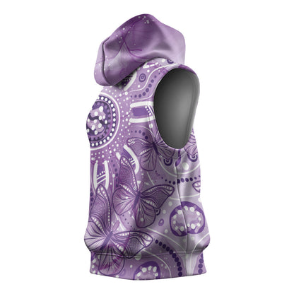 Australia Epilepsy Month Indigenous Sleeveless Hoodie Butterfly Aboriginal Art