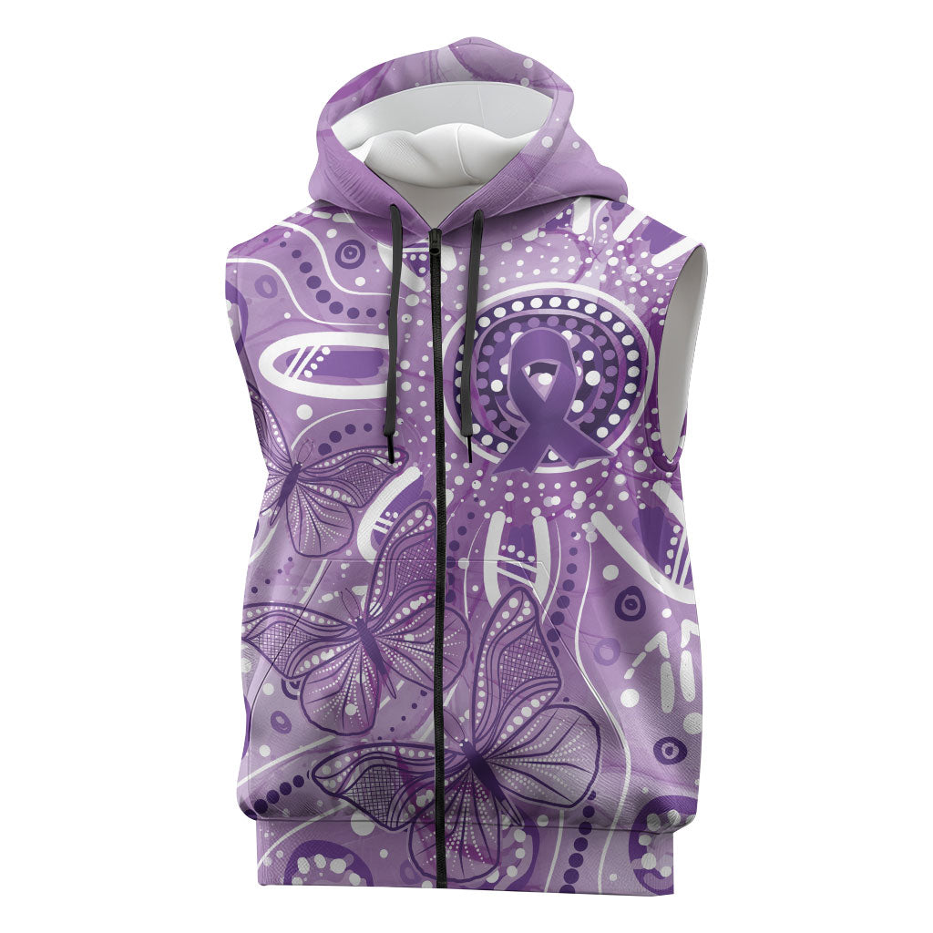 Australia Epilepsy Month Indigenous Sleeveless Zip Hoodie Butterfly Aboriginal Art