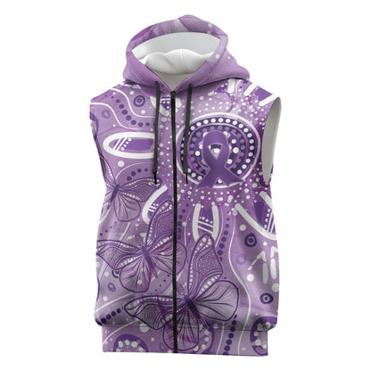 Australia Epilepsy Month Indigenous Sleeveless Zip Hoodie Butterfly Aboriginal Art