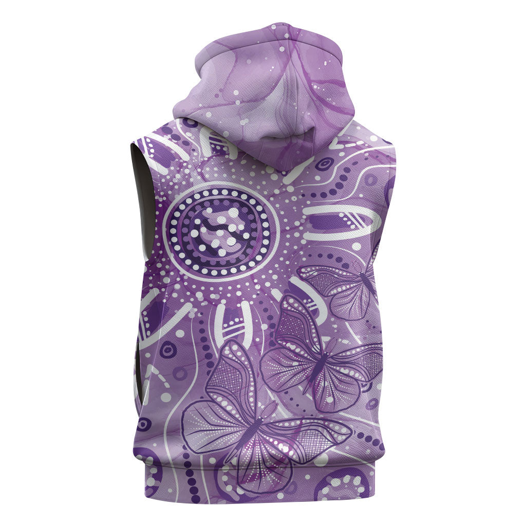 Australia Epilepsy Month Indigenous Sleeveless Zip Hoodie Butterfly Aboriginal Art