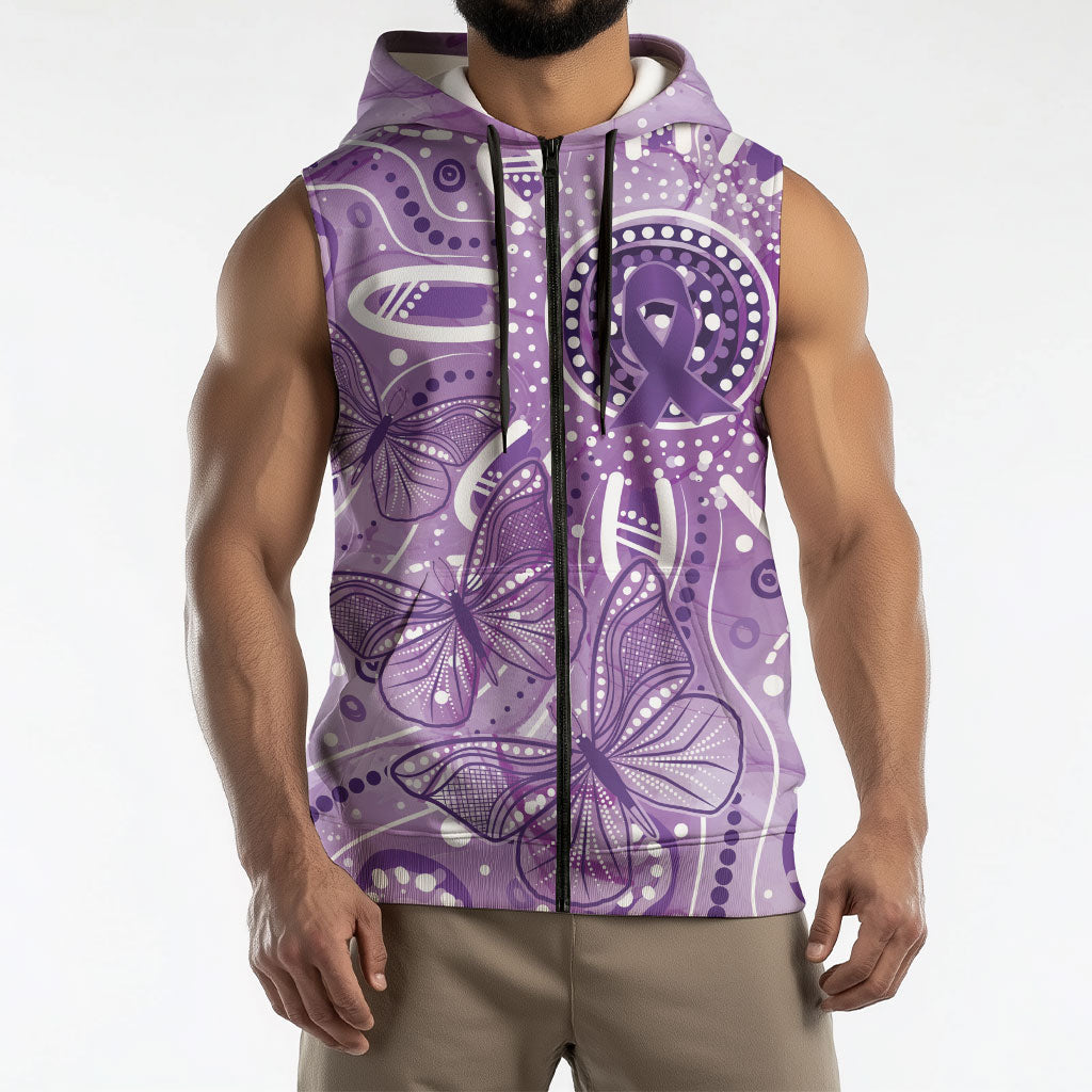 Australia Epilepsy Month Indigenous Sleeveless Zip Hoodie Butterfly Aboriginal Art