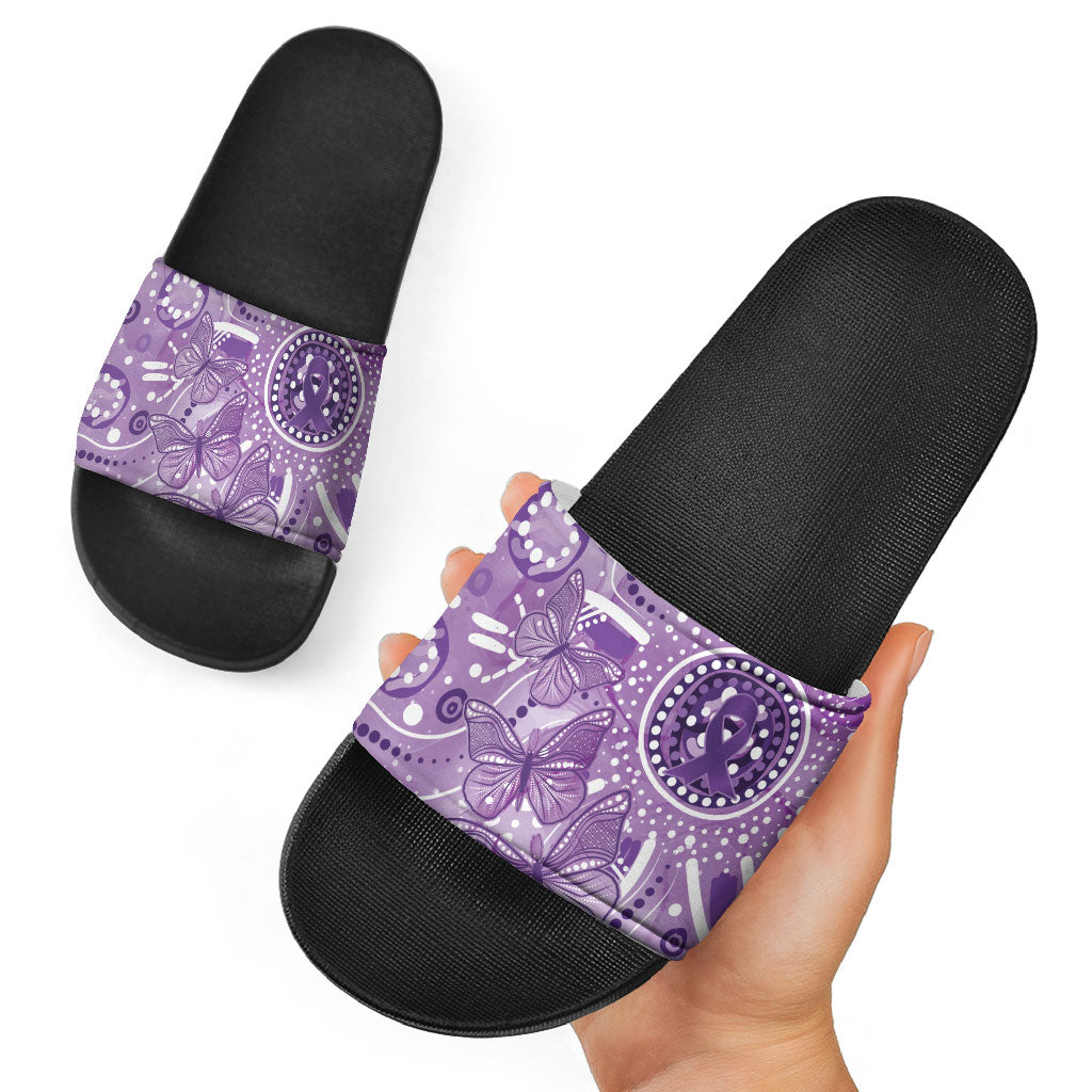 Australia Epilepsy Month Indigenous Slide Sandals Butterfly Aboriginal Art