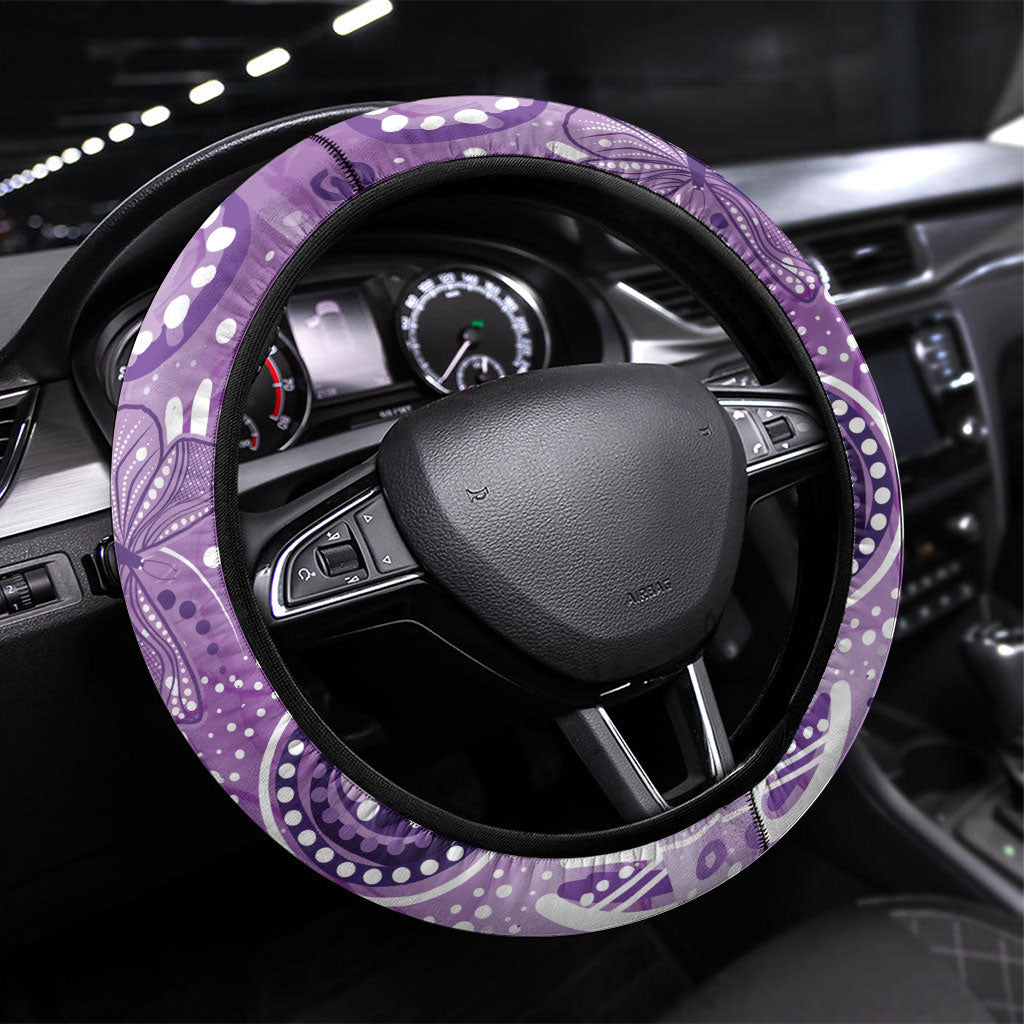Australia Epilepsy Month Indigenous Steering Wheel Cover Butterfly Aboriginal Art