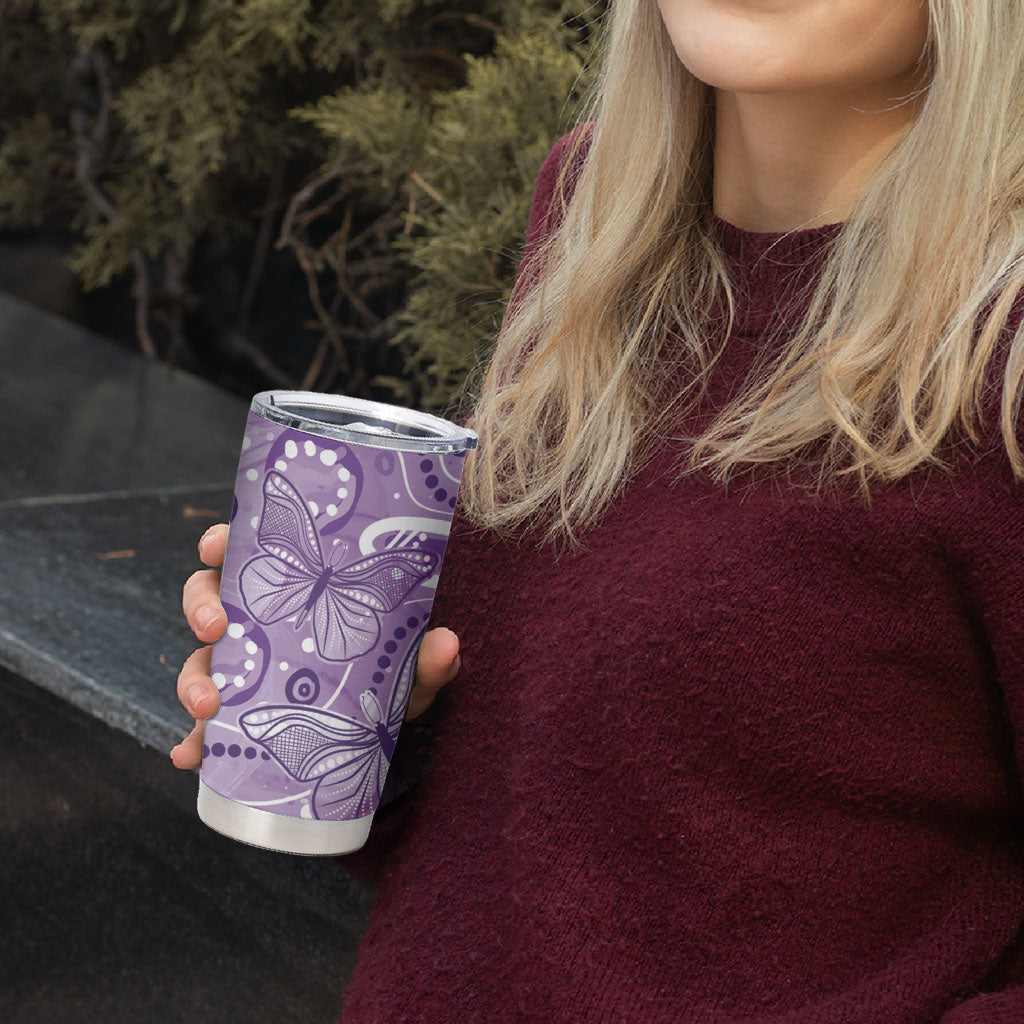 Australia Epilepsy Month Indigenous Tumbler Cup Butterfly Aboriginal Art