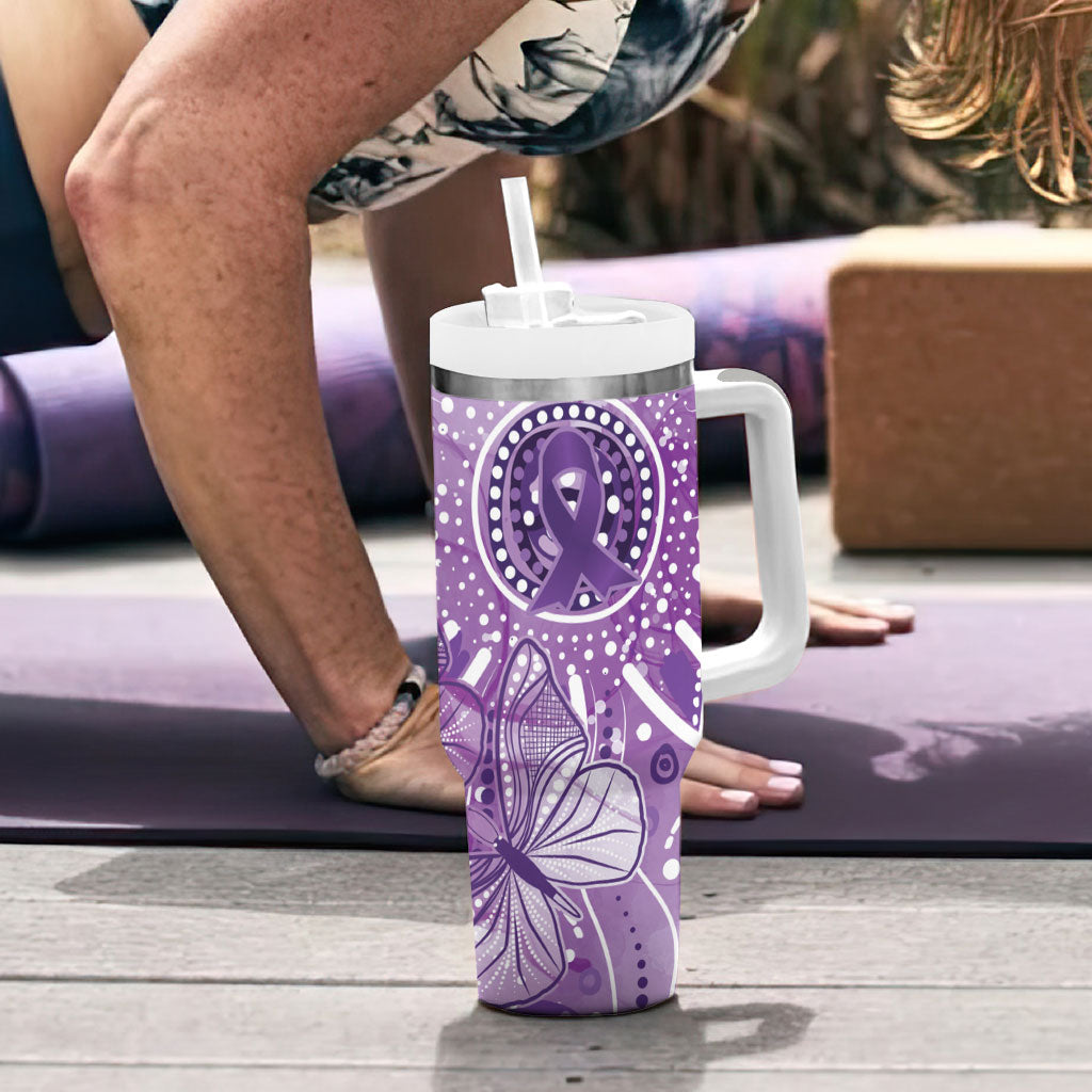 Australia Epilepsy Month Indigenous Tumbler With Handle Butterfly Aboriginal Art
