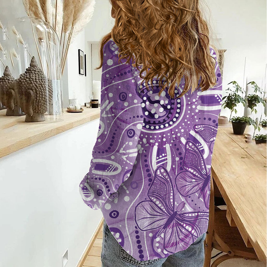 Australia Epilepsy Month Indigenous Women Casual Shirt Butterfly Aboriginal Art