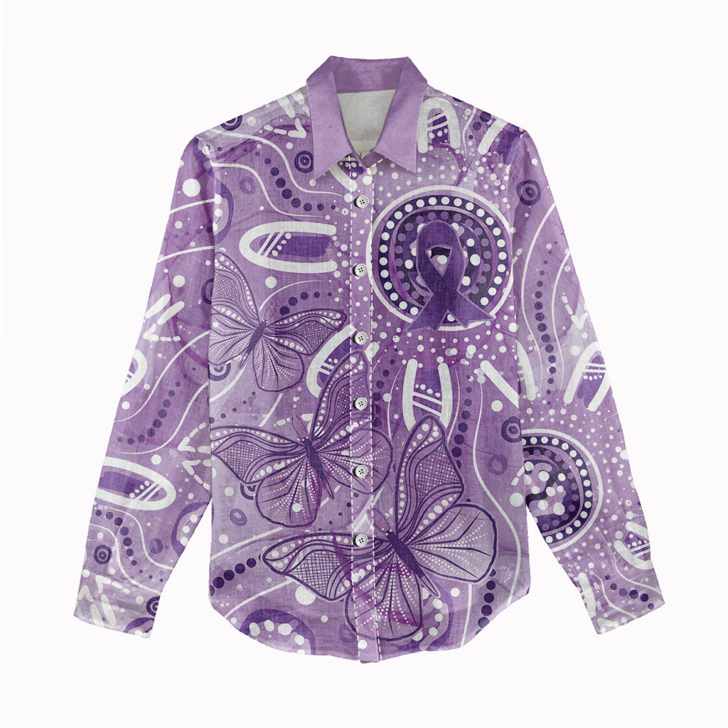Australia Epilepsy Month Indigenous Women Casual Shirt Butterfly Aboriginal Art