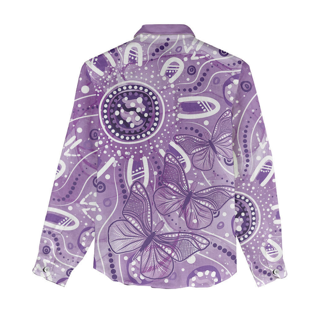 Australia Epilepsy Month Indigenous Women Casual Shirt Butterfly Aboriginal Art
