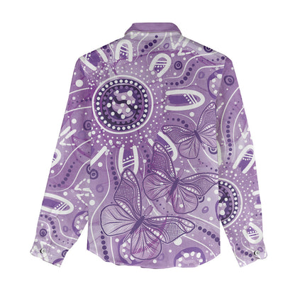 Australia Epilepsy Month Indigenous Women Casual Shirt Butterfly Aboriginal Art