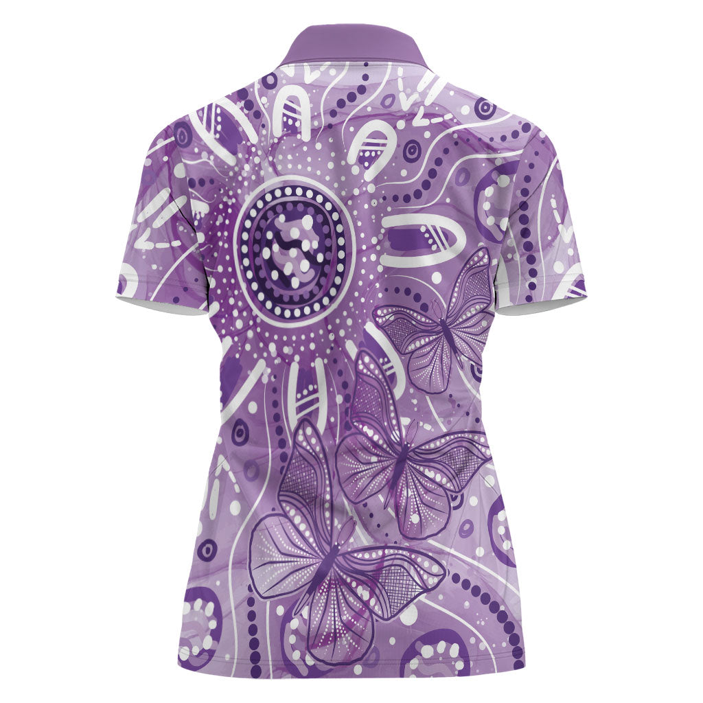 Australia Epilepsy Month Indigenous Women Polo Shirt Butterfly Aboriginal Art