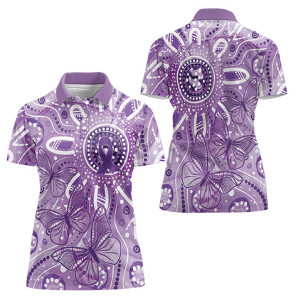 Australia Epilepsy Month Indigenous Women Polo Shirt Butterfly Aboriginal Art
