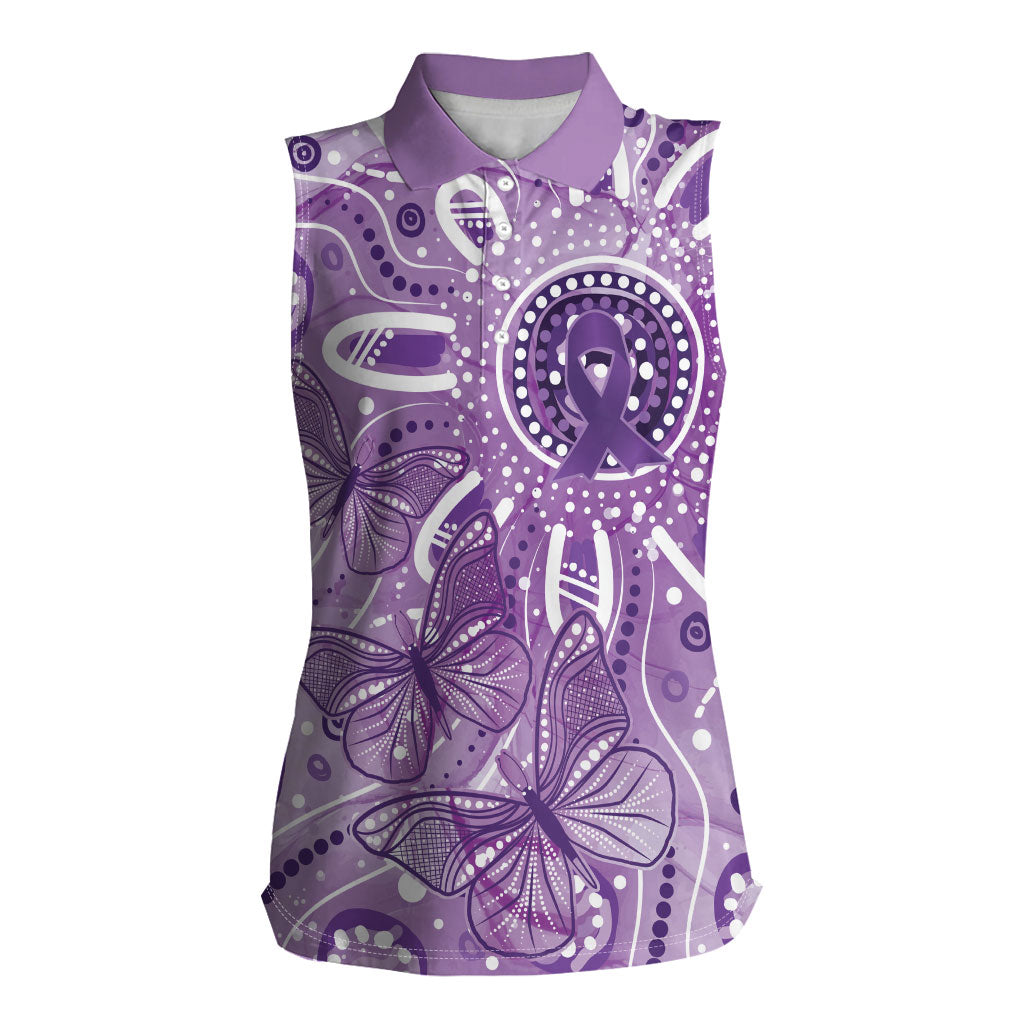 Australia Epilepsy Month Indigenous Women Sleeveless Polo Shirt Butterfly Aboriginal Art