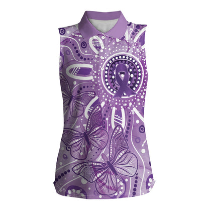 Australia Epilepsy Month Indigenous Women Sleeveless Polo Shirt Butterfly Aboriginal Art
