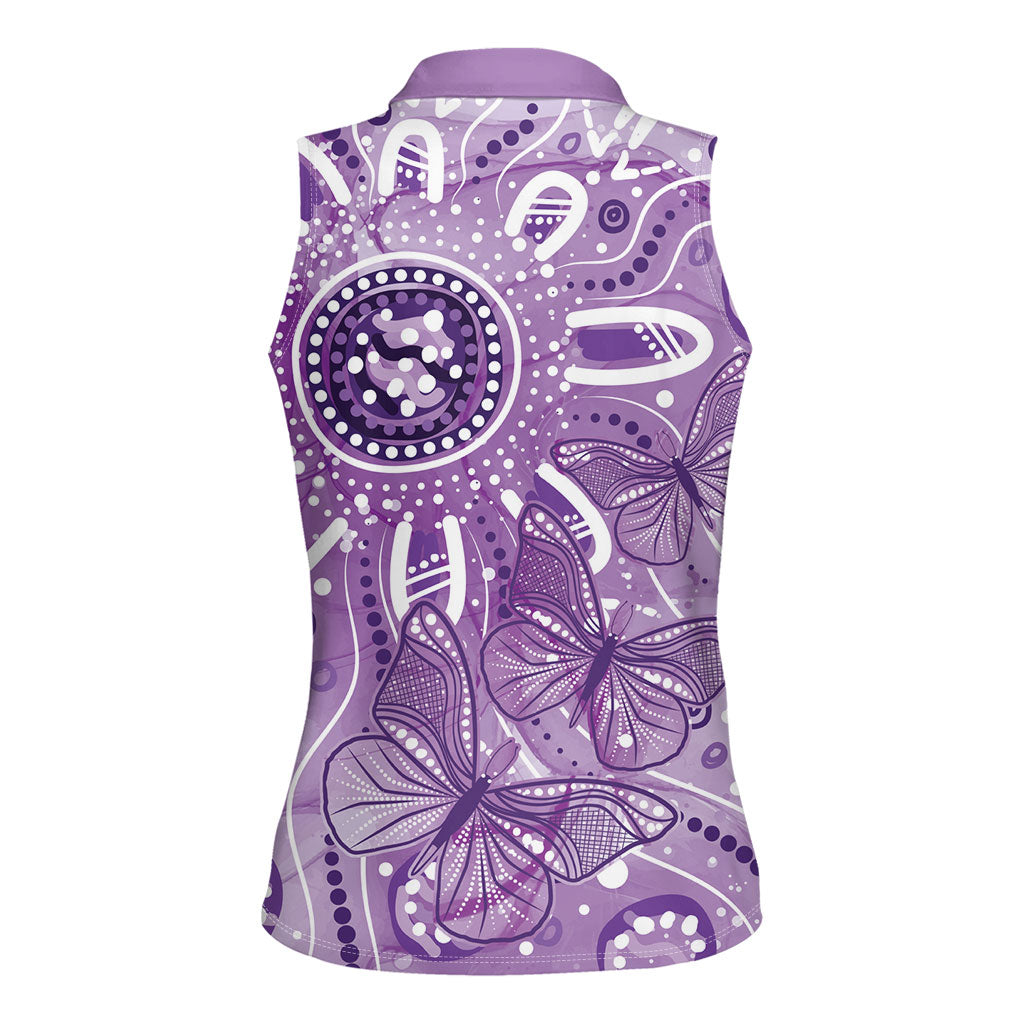 Australia Epilepsy Month Indigenous Women Sleeveless Polo Shirt Butterfly Aboriginal Art