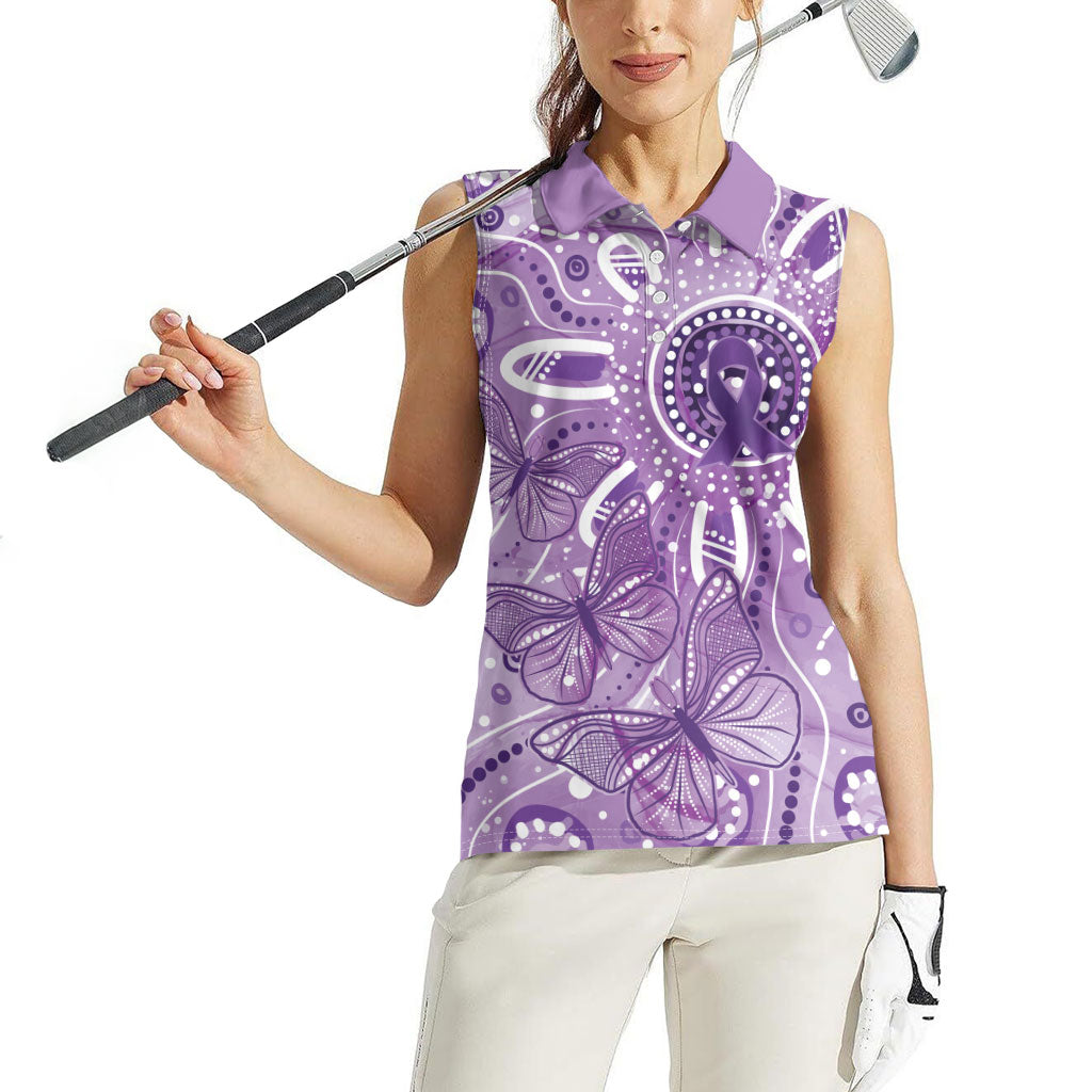 Australia Epilepsy Month Indigenous Women Sleeveless Polo Shirt Butterfly Aboriginal Art