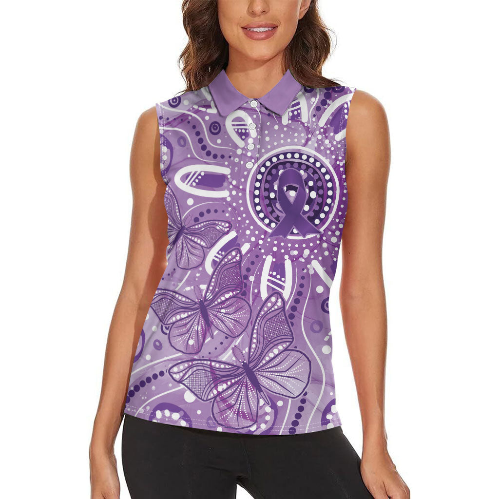 Australia Epilepsy Month Indigenous Women Sleeveless Polo Shirt Butterfly Aboriginal Art
