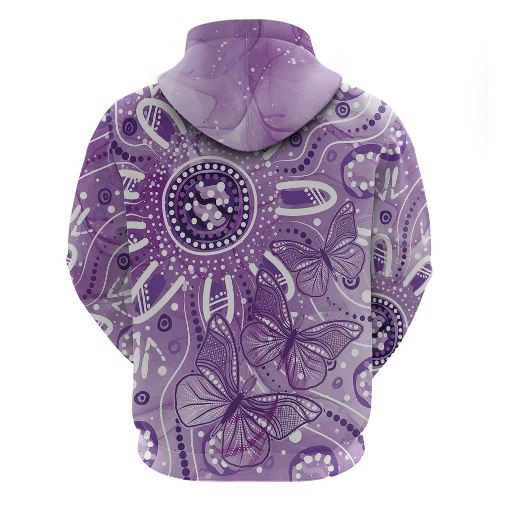 Australia Epilepsy Month Indigenous Zip Hoodie Butterfly Aboriginal Art