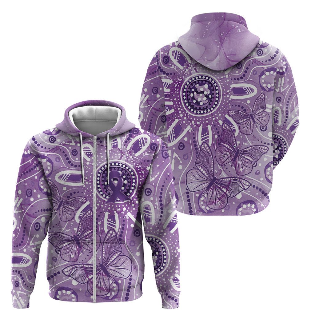 Australia Epilepsy Month Indigenous Zip Hoodie Butterfly Aboriginal Art