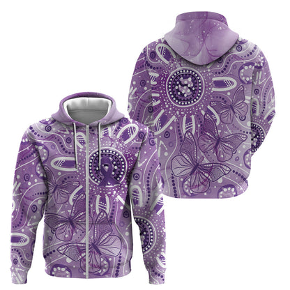 Australia Epilepsy Month Indigenous Zip Hoodie Butterfly Aboriginal Art