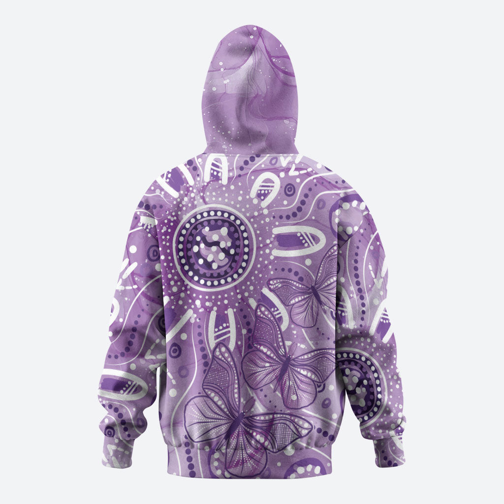 Australia Epilepsy Month Indigenous Zip Hoodie Butterfly Aboriginal Art