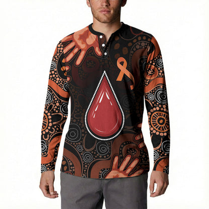 Australia Indigenous Leukemia Prevention Button Sweatshirt Aboriginal Dot Arts