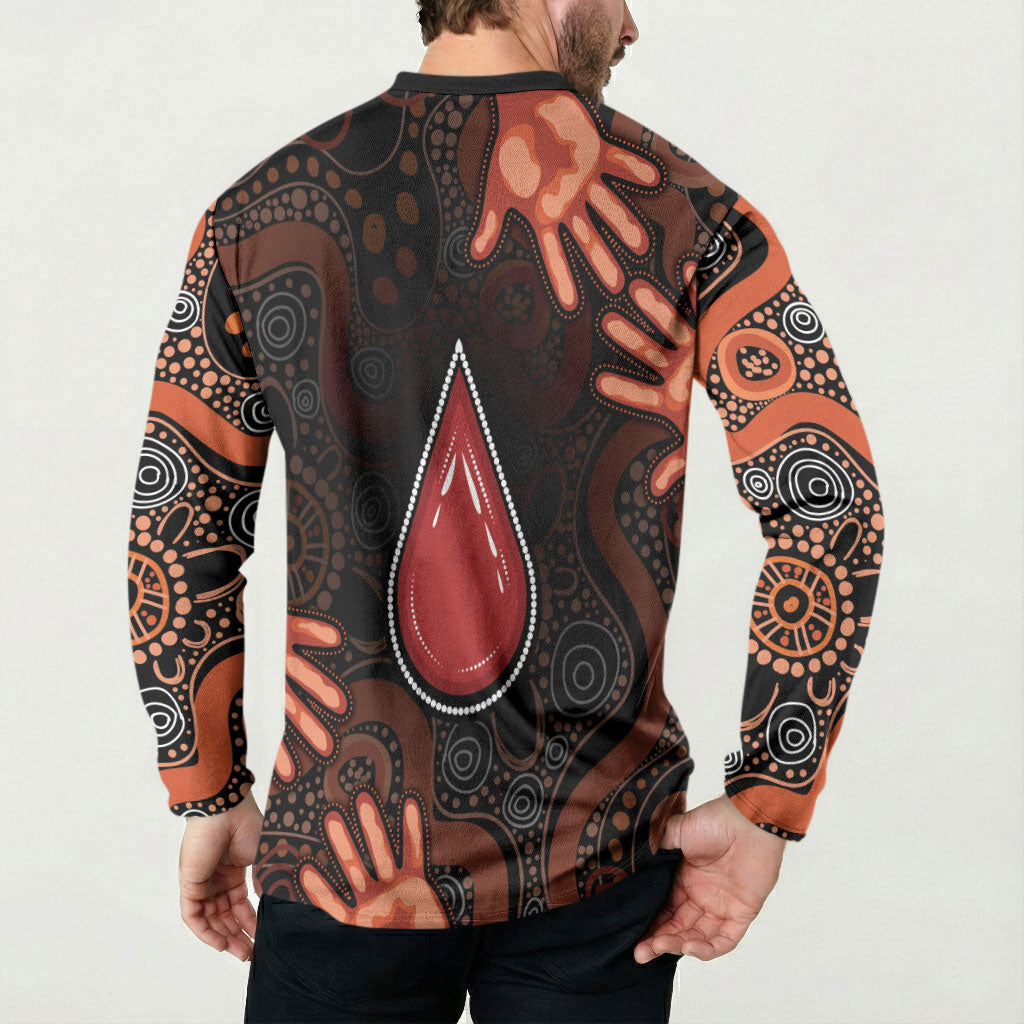 Australia Indigenous Leukemia Prevention Button Sweatshirt Aboriginal Dot Arts