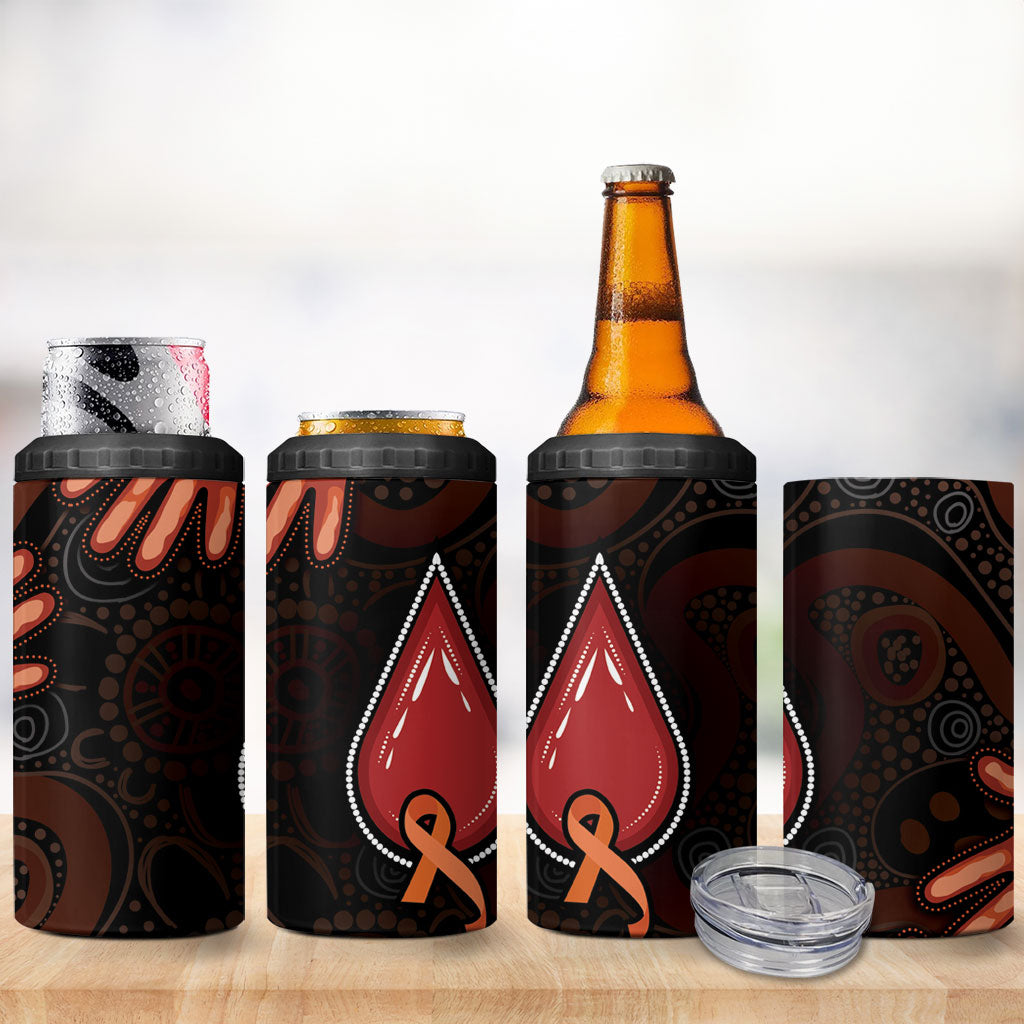 Australia Indigenous Leukemia Prevention 4 in 1 Can Cooler Tumbler Aboriginal Dot Arts