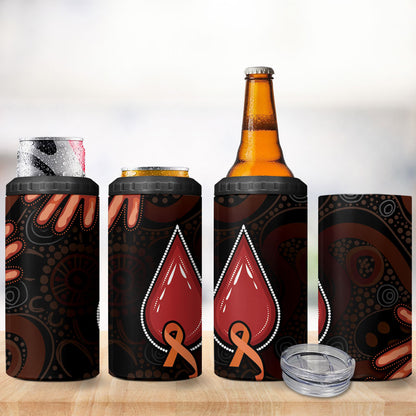 Australia Indigenous Leukemia Prevention 4 in 1 Can Cooler Tumbler Aboriginal Dot Arts