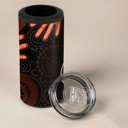 Australia Indigenous Leukemia Prevention 4 in 1 Can Cooler Tumbler Aboriginal Dot Arts